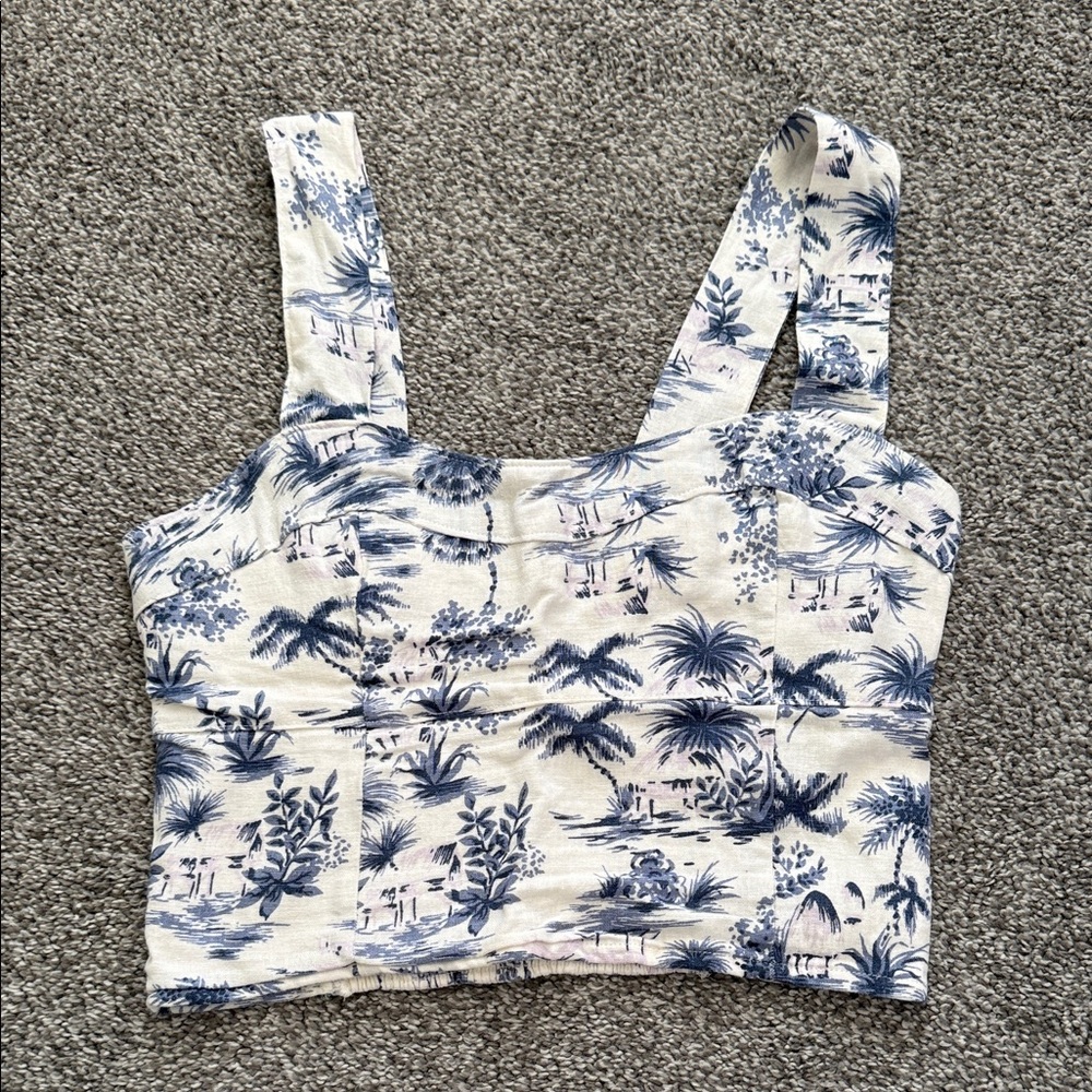 Abercrombie & Fitch Blue and white Crop Top